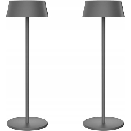 K-BRIGHT LAMPA STOŁOWA LED 2 SZTUKI CIEPŁA BIEL ŁADOWANA USB SZARA