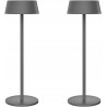 K-BRIGHT LAMPA STOŁOWA LED 2 SZTUKI CIEPŁA BIEL ŁADOWANA USB SZARA