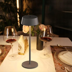 K-BRIGHT LAMPA STOŁOWA LED 2 SZTUKI CIEPŁA BIEL ŁADOWANA USB SZARA