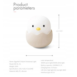 Lampka Nocna Kurczak Eggshell Led Dla Dzieci Silikonowa na Usb