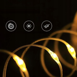 ŁAŃCUCH ŚWIETLNY LED 10M NA KEMPING 2W1 ZASILANY NA USB C CIEPŁA BIEL