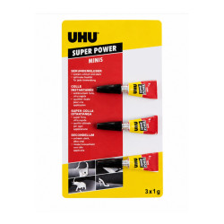 UHU Klej Cyjanoakrylowy Super Power Minis 3x1 g Błyskawiczny do Metalu
