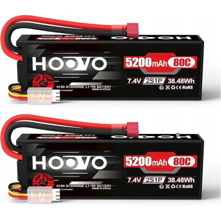 AKUMULATOR RC 2S LiPo 2 SZTUKI HOOVO 7,4 V 5200 mAh 80C 38,48Wh