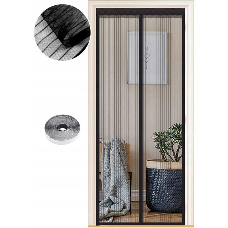 MOSKITIERA MAGNETYCZNA NA DRZWI 90x200cm SIATKA NA KOMARY OWADY DO DRZWI